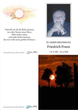 Sterbebild Franz Friedrich