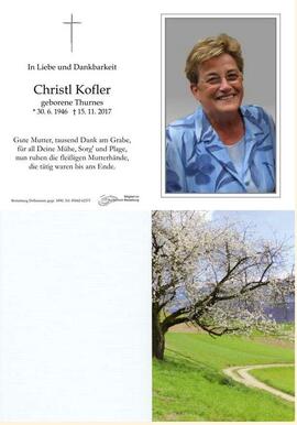 Sterbebild Kofler Christl