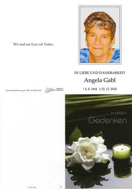 Sterbebild Gabl Angela