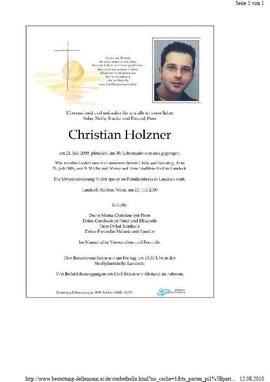 Sterbebild Holzner Christian