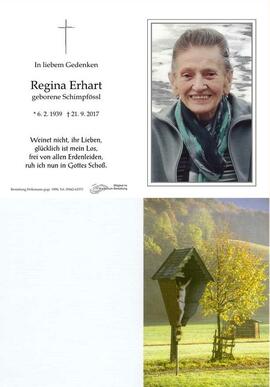 Sterbebild Erhart Regina