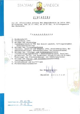 Gemeinderatsprotokoll 10/93