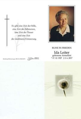 Sterbebild Leiter Ida