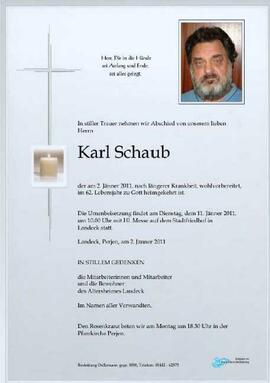 Sterbebild Schaub Karl