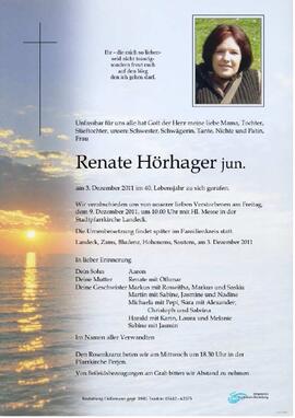 Sterbebild Hörhager Renate jun.