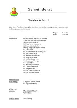 Gemeinderatsprotokoll 7/09