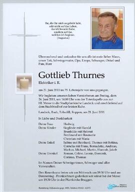 Sterbebild Thurnes Gottlieb