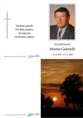 Sterbebild Gabrielli Martin