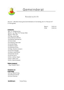 Gemeinderatsprotokoll 1/17