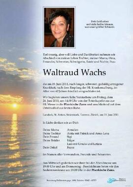 Sterbebild  Wachs Waltraud