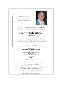 Sterbebild Stubenböck Franz