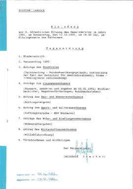 Gemeinderatsprotokoll 9/91