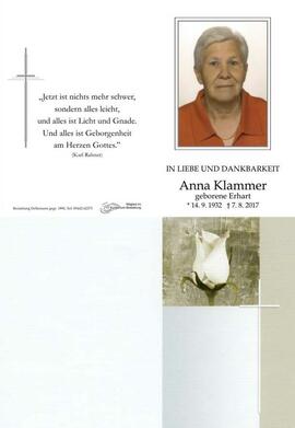 Sterbebild Klammer Anna