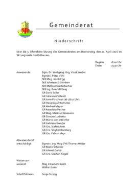 Gemeinderatsprotokoll 3/16